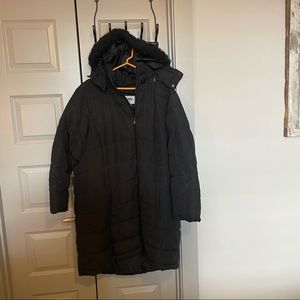 Long Puffer Coat with removable hood